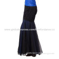 Drapped long dance skirt for ballroom tango practice, made of nylon/spandex